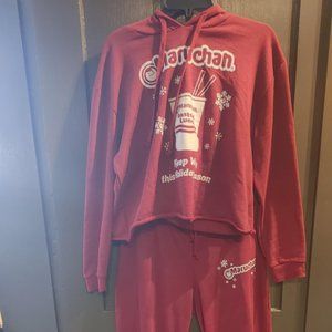 NWOT Women's Maruchan red sweat suit size Large